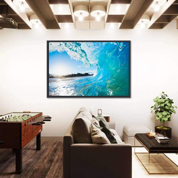 Turquoise Ocean Wave Canvas Wall Art-3 Horizontal-Gallery Wrap-25" x 16"-Tiaracle