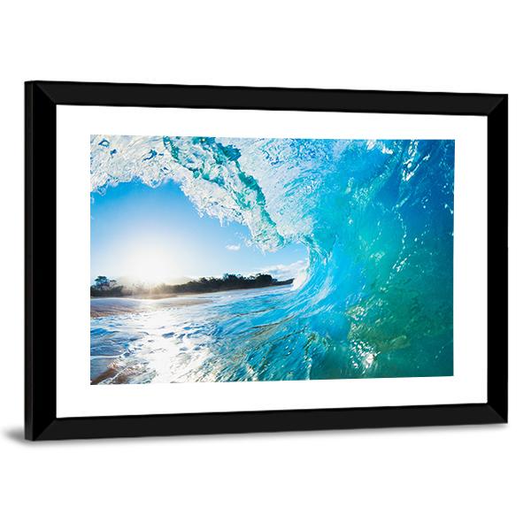 Turquoise Ocean Wave Canvas Wall Art-5 Horizontal-Gallery Wrap-22" x 12"-Tiaracle