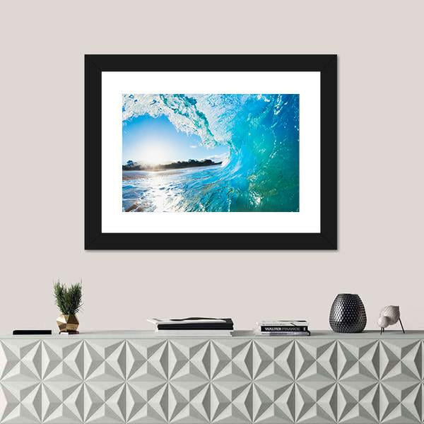 Turquoise Ocean Wave Canvas Wall Art-3 Horizontal-Gallery Wrap-25" x 16"-Tiaracle
