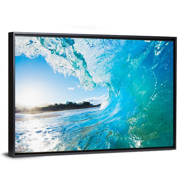 Turquoise Ocean Wave Canvas Wall Art-5 Horizontal-Gallery Wrap-22" x 12"-Tiaracle