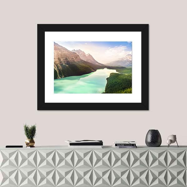 Turquoise Peyto Lake In Canada Canvas Wall Art-3 Horizontal-Gallery Wrap-25" x 16"-Tiaracle