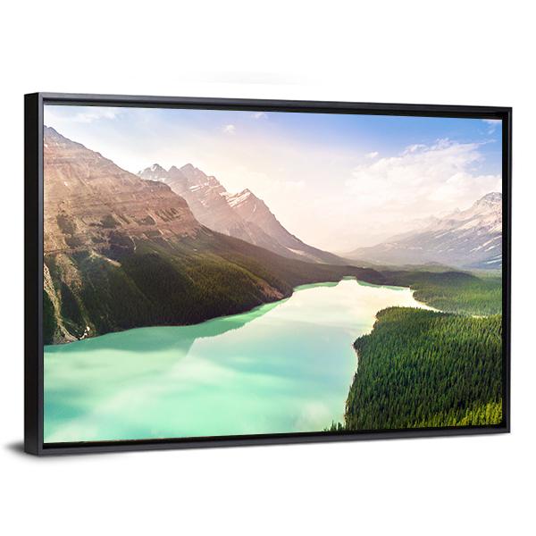 Turquoise Peyto Lake In Canada Canvas Wall Art-3 Horizontal-Gallery Wrap-25" x 16"-Tiaracle