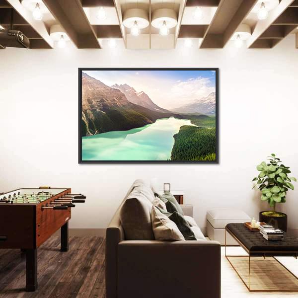 Turquoise Peyto Lake In Canada Canvas Wall Art-3 Horizontal-Gallery Wrap-25" x 16"-Tiaracle