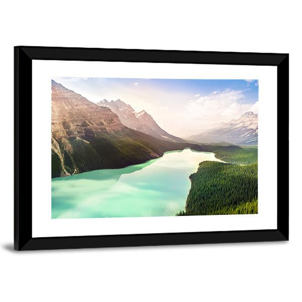 Turquoise Peyto Lake In Canada Canvas Wall Art-3 Horizontal-Gallery Wrap-25" x 16"-Tiaracle