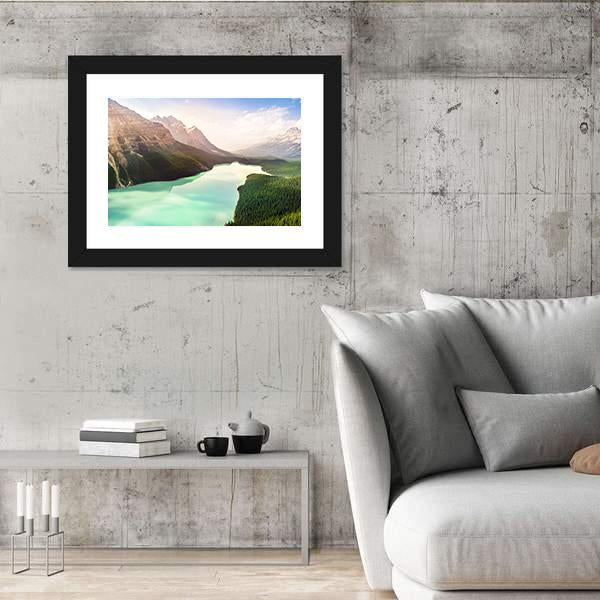 Turquoise Peyto Lake In Canada Canvas Wall Art-3 Horizontal-Gallery Wrap-25" x 16"-Tiaracle