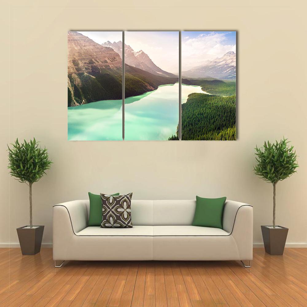 Turquoise Peyto Lake In Canada Canvas Wall Art-4 Pop-Gallery Wrap-50" x 32"-Tiaracle