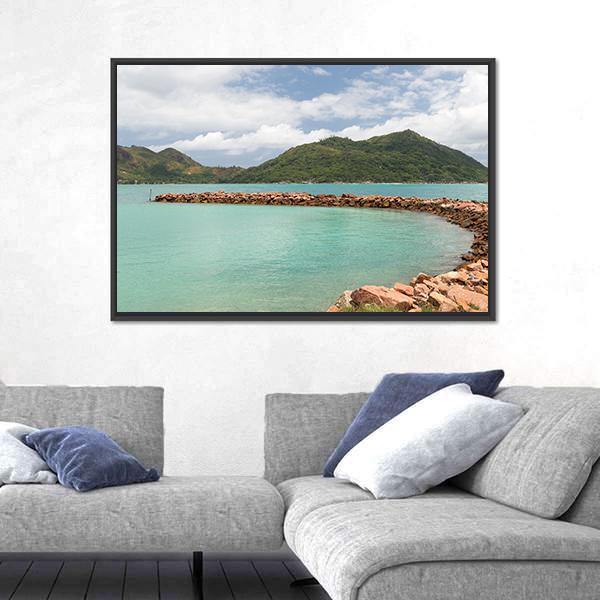 Turquoise Sea Canvas Wall Art-1 Piece-Floating Frame-36" x 24"-Tiaracle