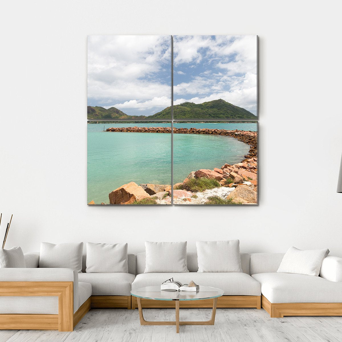 Turquoise Sea Canvas Wall Art-4 Square-Gallery Wrap-17" x 17"-Tiaracle