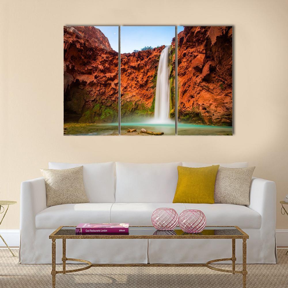 Turquoise Waters Of Mooney Falls Canvas Wall Art-3 Horizontal-Gallery Wrap-37" x 24"-Tiaracle