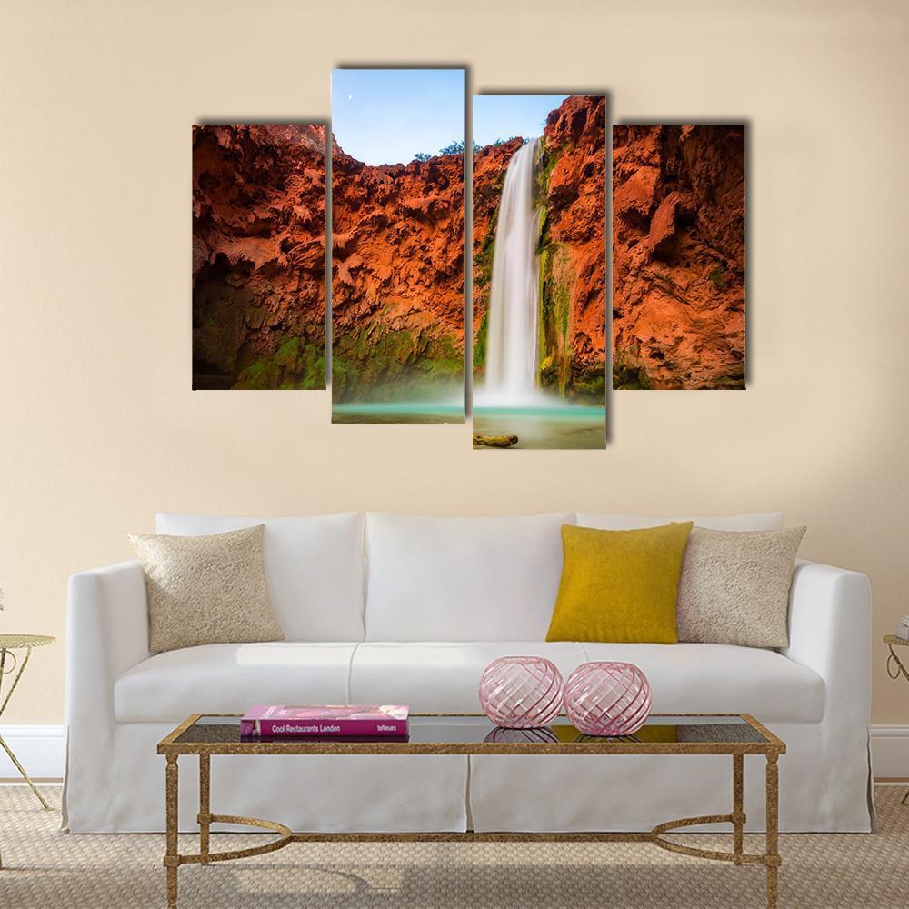 Turquoise Waters Of Mooney Falls Canvas Wall Art-4 Pop-Gallery Wrap-50" x 32"-Tiaracle