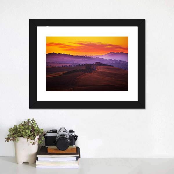 Tuscany At Sunset Canvas Wall Art-1 Piece-Framed Print-20" x 16"-Tiaracle