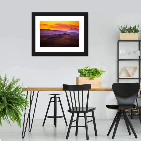 Tuscany At Sunset Canvas Wall Art-3 Horizontal-Gallery Wrap-25" x 16"-Tiaracle