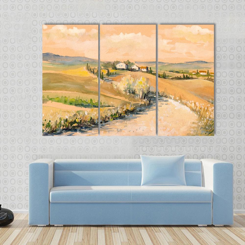 Tuscany Hill Canvas Wall Art-3 Horizontal-Gallery Wrap-37" x 24"-Tiaracle