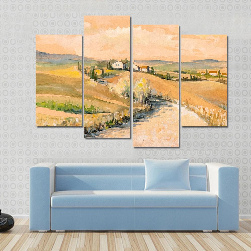 Tuscany Hill Canvas Wall Art-4 Pop-Gallery Wrap-50&quot; x 32&quot;-Tiaracle
