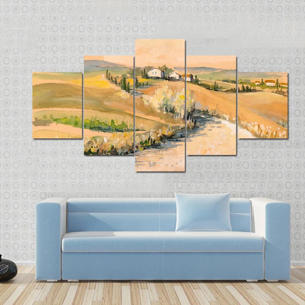 Tuscany Hill Canvas Wall Art-5 Star-Gallery Wrap-62&quot; x 32&quot;-Tiaracle