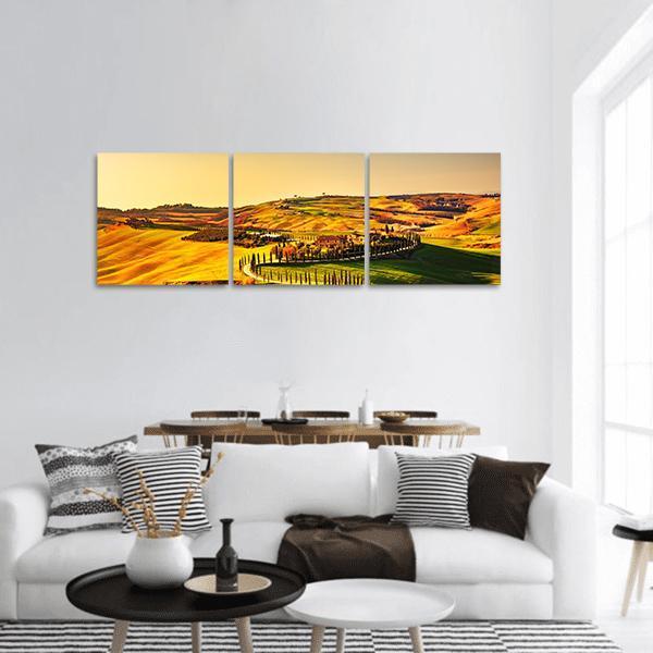 Crete Senesi Tuscany Panoramic Canvas Wall Art-3 Piece-25" x 08"-Tiaracle