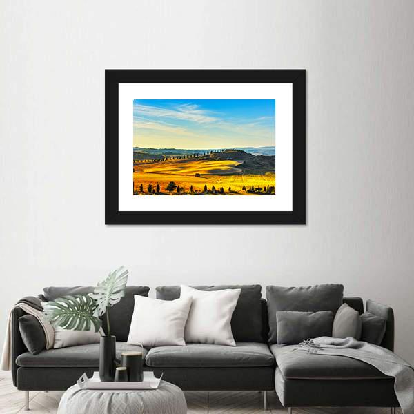 Tuscany Rural Landscape Countryside Farm Canvas Wall Art-1 Piece-Framed Print-20" x 16"-Tiaracle