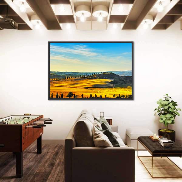 Tuscany Rural Landscape Countryside Farm Canvas Wall Art-3 Horizontal-Gallery Wrap-25" x 16"-Tiaracle