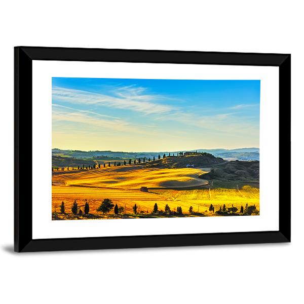 Tuscany Rural Landscape Countryside Farm Canvas Wall Art-3 Horizontal-Gallery Wrap-25" x 16"-Tiaracle