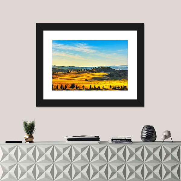 Tuscany Rural Landscape Countryside Farm Canvas Wall Art-3 Horizontal-Gallery Wrap-25" x 16"-Tiaracle