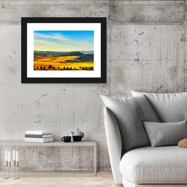 Tuscany Rural Landscape Countryside Farm Canvas Wall Art-3 Horizontal-Gallery Wrap-25" x 16"-Tiaracle