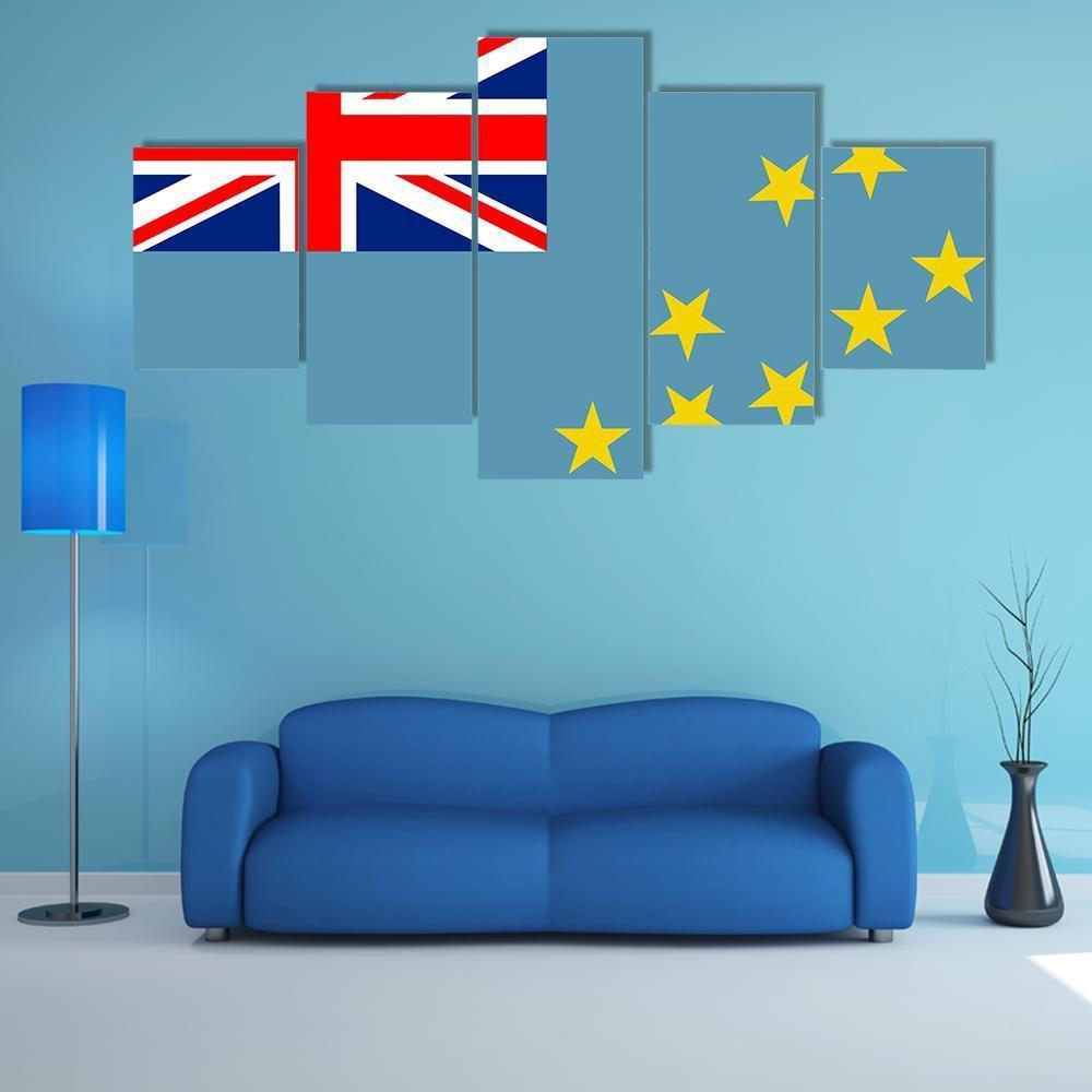 Tuvalu Flag Canvas Wall Art-5 Star-Gallery Wrap-62" x 32"-Tiaracle