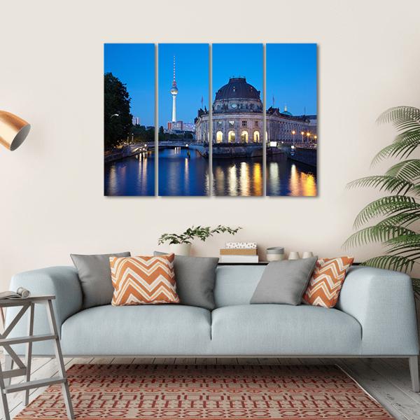 Tv Tower View In Berlin Canvas Wall Art-4 Horizontal-Gallery Wrap-34" x 24"-Tiaracle