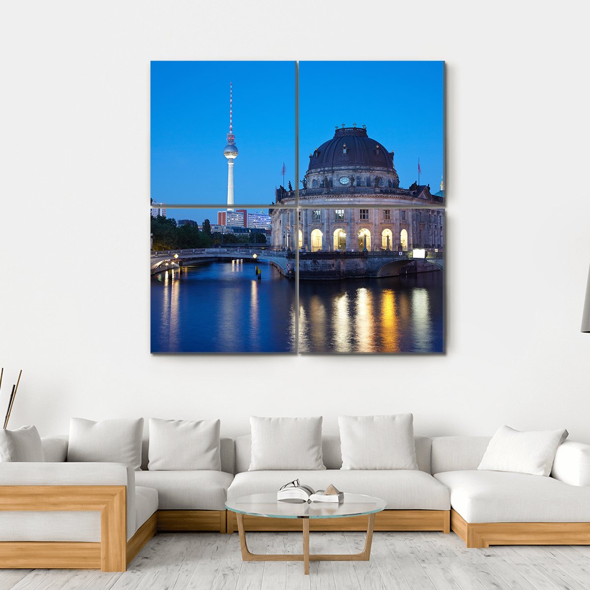 Tv Tower View In Berlin Canvas Wall Art-4 Square-Gallery Wrap-17" x 17"-Tiaracle