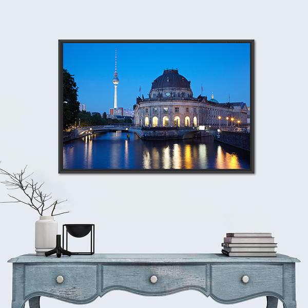 Tv Tower View In Berlin Canvas Wall Art-3 Horizontal-Gallery Wrap-25" x 16"-Tiaracle