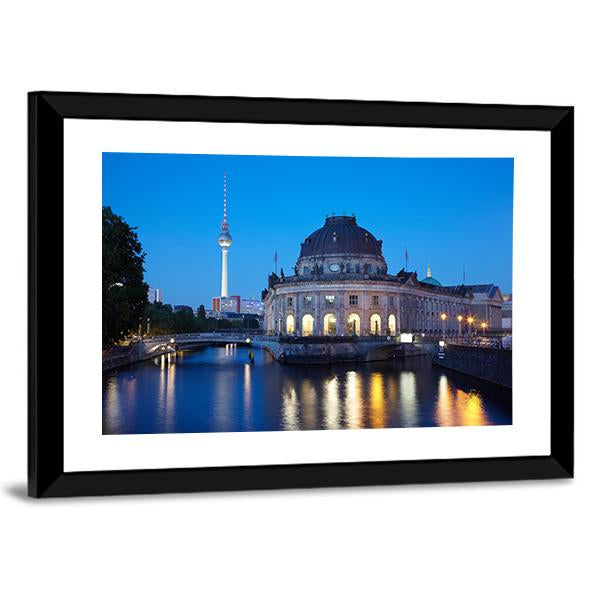 Tv Tower View In Berlin Canvas Wall Art-3 Horizontal-Gallery Wrap-25" x 16"-Tiaracle