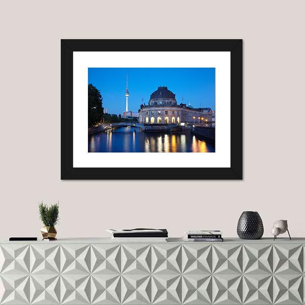 Tv Tower View In Berlin Canvas Wall Art-3 Horizontal-Gallery Wrap-25" x 16"-Tiaracle