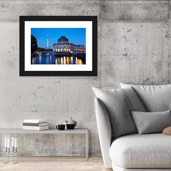 Tv Tower View In Berlin Canvas Wall Art-3 Horizontal-Gallery Wrap-25" x 16"-Tiaracle