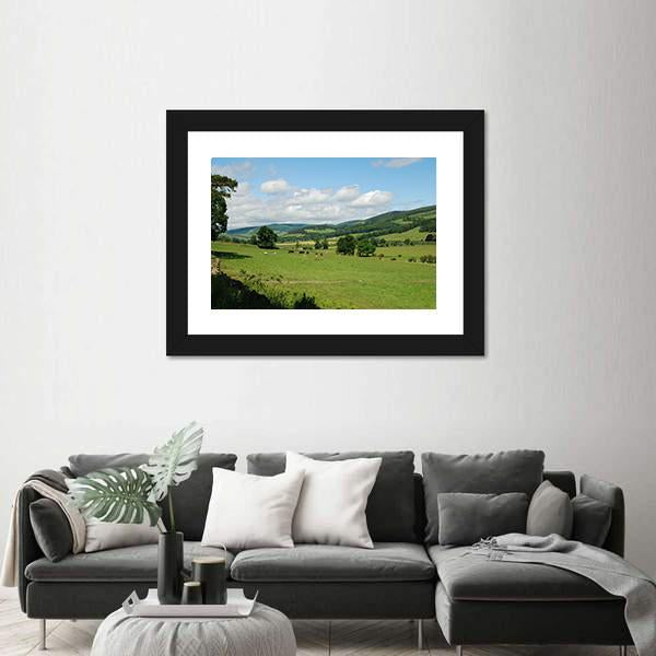 Tweed Valley Near Traquair Canvas Wall Art-1 Piece-Framed Print-20" x 16"-Tiaracle
