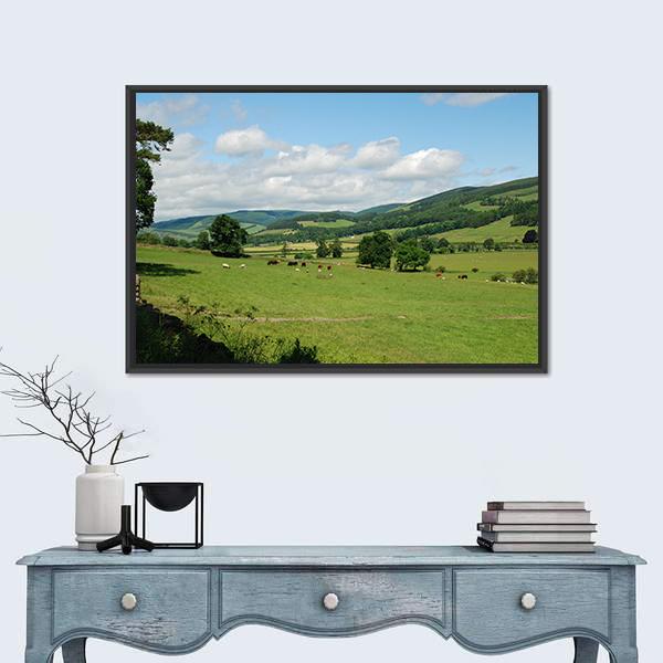 Tweed Valley Near Traquair Canvas Wall Art-3 Horizontal-Gallery Wrap-25" x 16"-Tiaracle