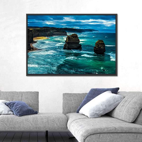 Twelve Apostles Great Ocean Road Canvas Wall Art-1 Piece-Floating Frame-24" x 16"-Tiaracle