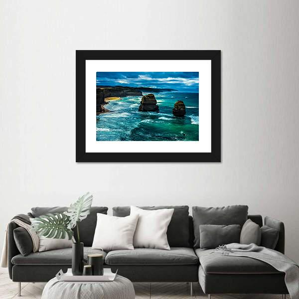 Twelve Apostles Great Ocean Road Canvas Wall Art-1 Piece-Framed Print-20" x 16"-Tiaracle