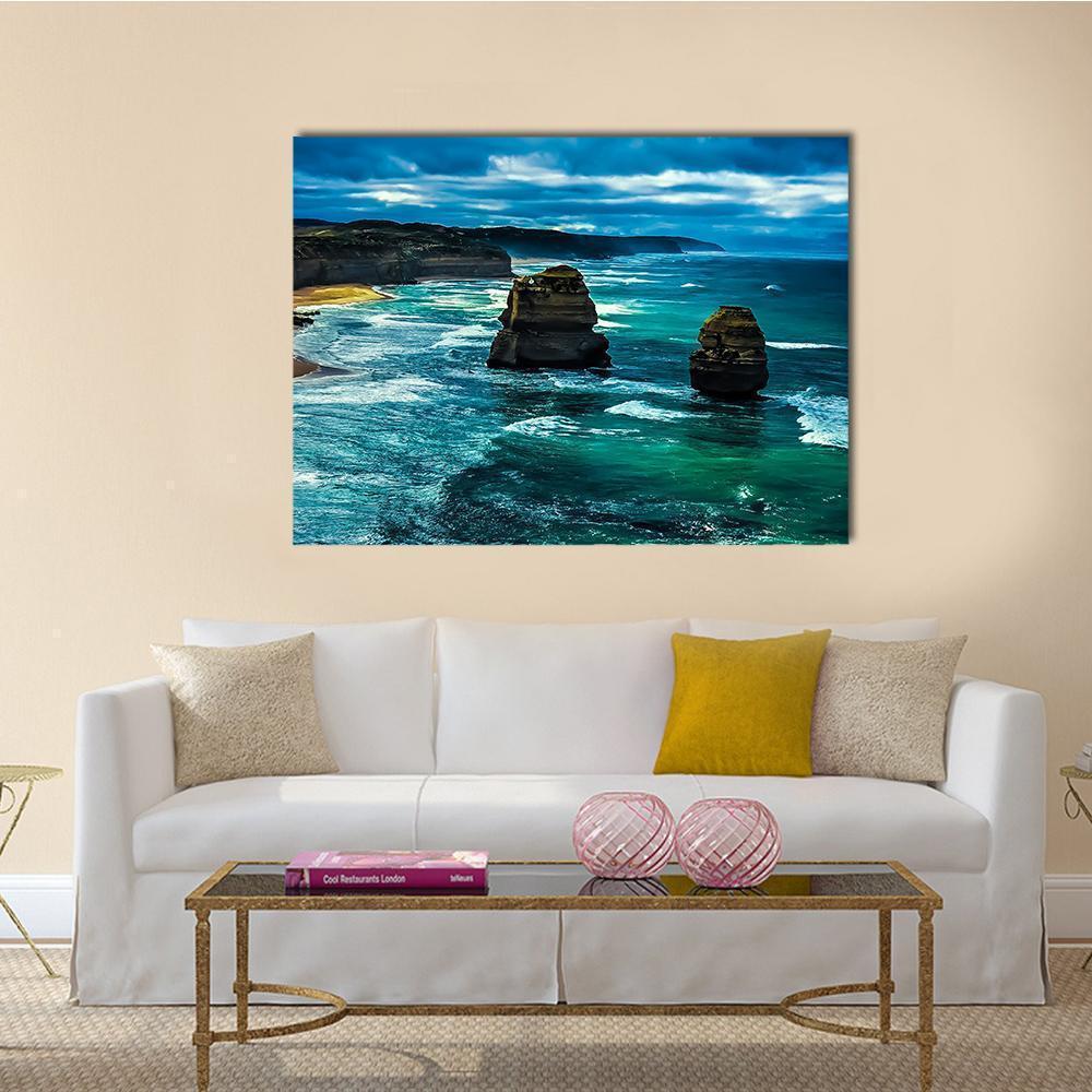 Twelve Apostles Great Ocean Road Canvas Wall Art-5 Horizontal-Gallery Wrap-22" x 12"-Tiaracle