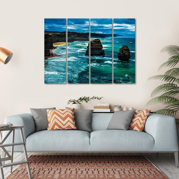Twelve Apostles Great Ocean Road Canvas Wall Art-4 Horizontal-Gallery Wrap-34" x 24"-Tiaracle