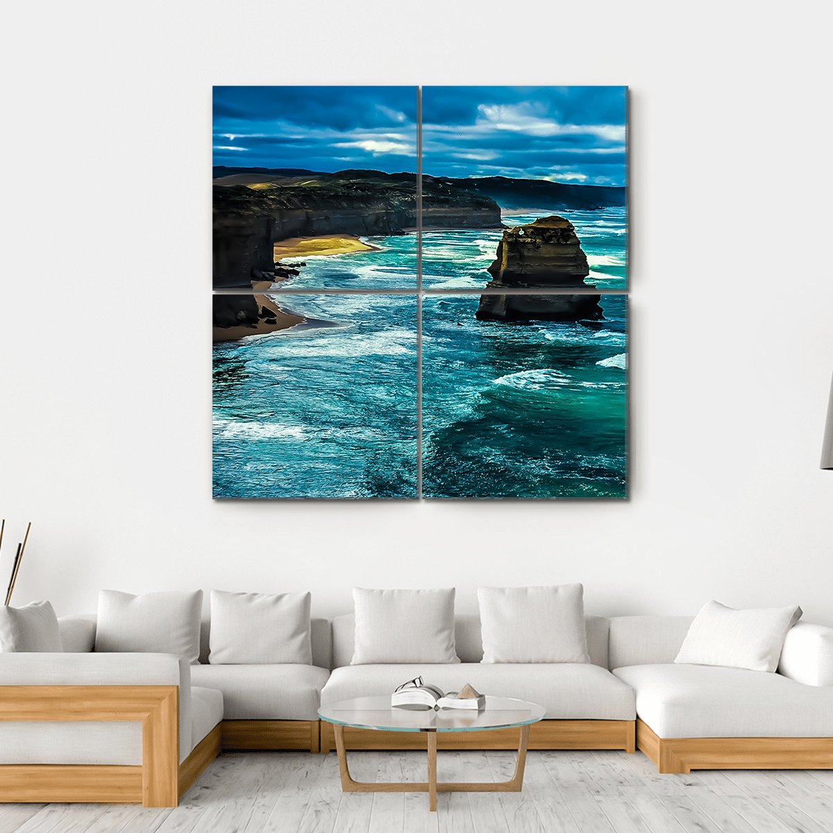 Twelve Apostles Great Ocean Road Canvas Wall Art-4 Square-Gallery Wrap-17" x 17"-Tiaracle