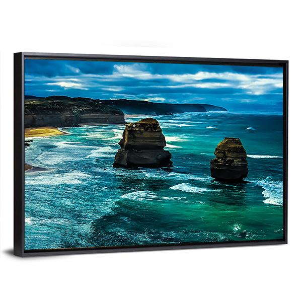 Twelve Apostles Great Ocean Road Canvas Wall Art-3 Horizontal-Gallery Wrap-25" x 16"-Tiaracle