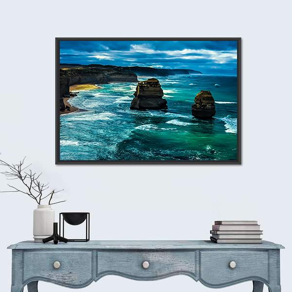 Twelve Apostles Great Ocean Road Canvas Wall Art-3 Horizontal-Gallery Wrap-25" x 16"-Tiaracle