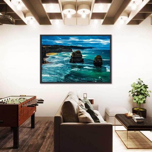 Twelve Apostles Great Ocean Road Canvas Wall Art-3 Horizontal-Gallery Wrap-25" x 16"-Tiaracle