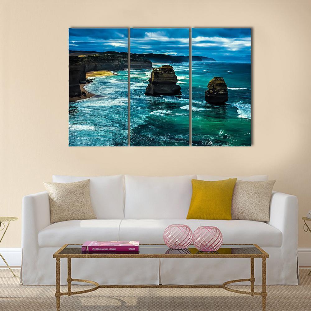 Twelve Apostles Great Ocean Road Canvas Wall Art-3 Horizontal-Gallery Wrap-37" x 24"-Tiaracle