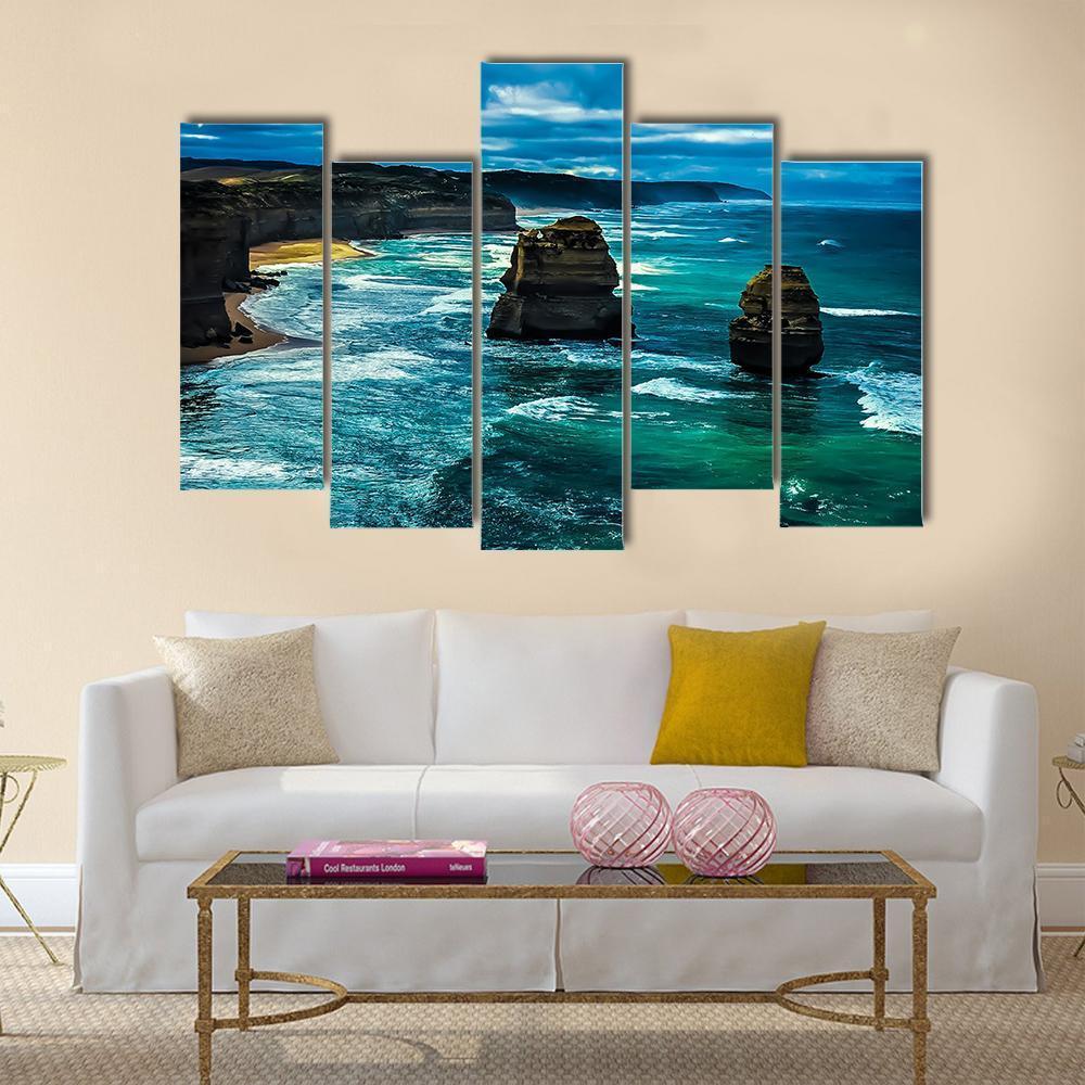 Twelve Apostles Great Ocean Road Canvas Wall Art-5 Pop-Gallery Wrap-47" x 32"-Tiaracle