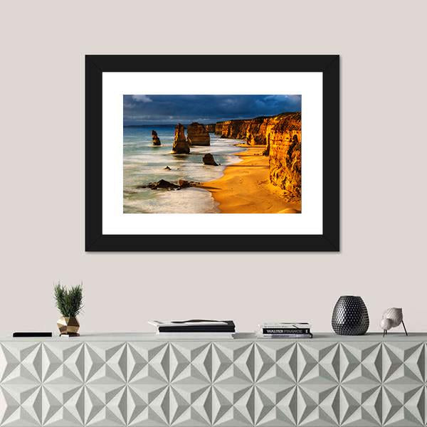 Twelve Apostles In Australia At Sunset Canvas Wall Art-5 Horizontal-Gallery Wrap-22" x 12"-Tiaracle