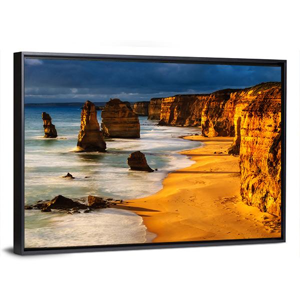 Twelve Apostles In Australia At Sunset Canvas Wall Art-5 Horizontal-Gallery Wrap-22" x 12"-Tiaracle