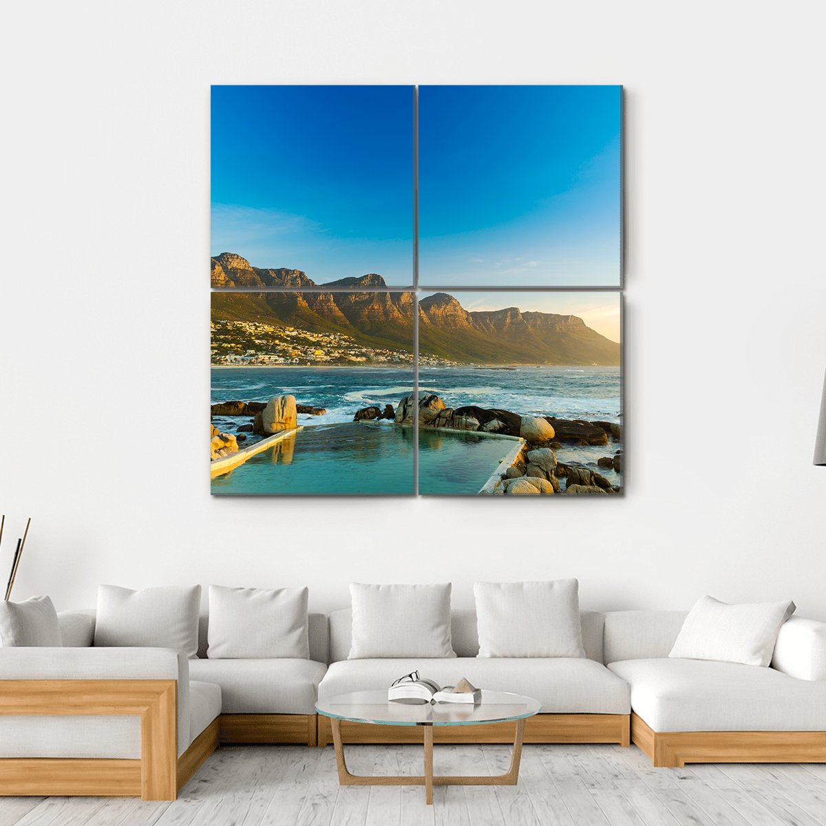 Twelve Apostles In South Africa At Sunset Canvas Wall Art-4 Square-Gallery Wrap-17" x 17"-Tiaracle