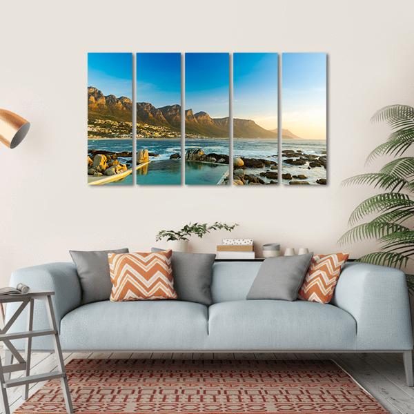 Twelve Apostles In South Africa At Sunset Canvas Wall Art-5 Horizontal-Gallery Wrap-22" x 12"-Tiaracle