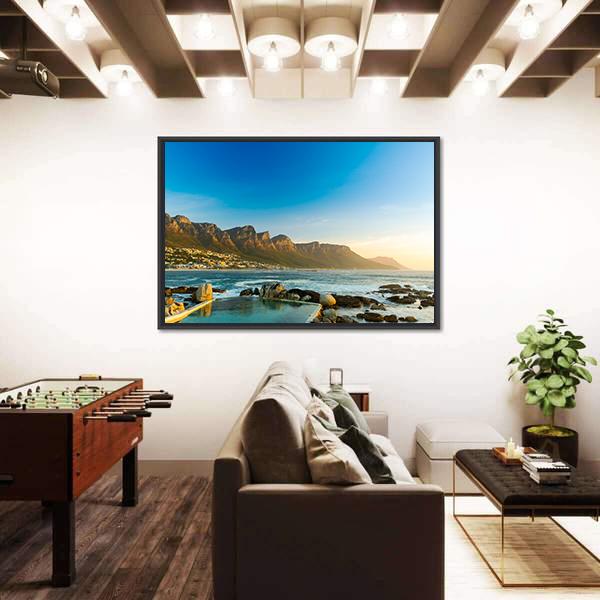 Twelve Apostles In South Africa At Sunset Canvas Wall Art-5 Horizontal-Gallery Wrap-22" x 12"-Tiaracle