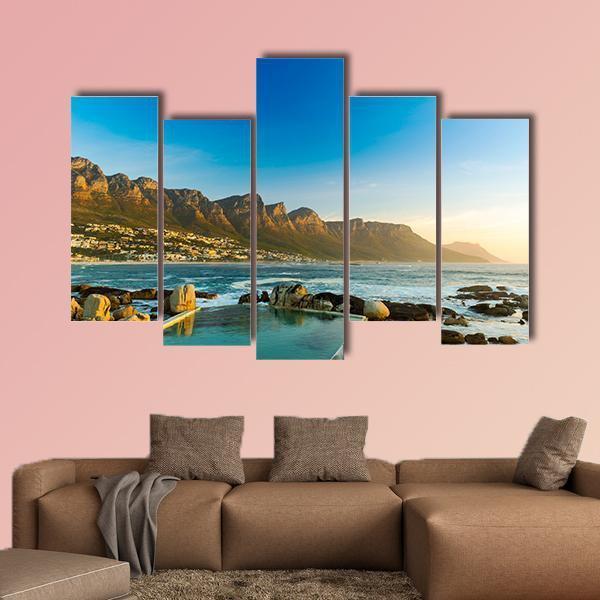 Twelve Apostles In South Africa At Sunset Canvas Wall Art-5 Pop-Gallery Wrap-47" x 32"-Tiaracle